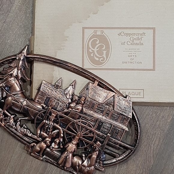 Vintage Coppercraft Guild of Canada NOS 7328 3D Oval Country Scene 17" x 10" - Picture 9 of 9